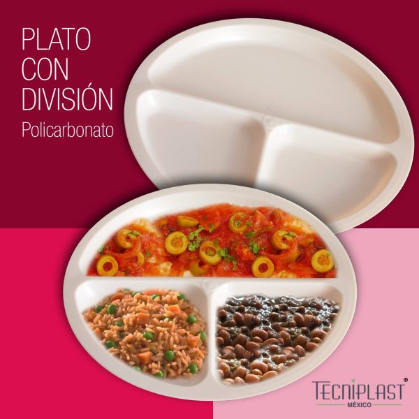 Plato con división redondo de policarbonato