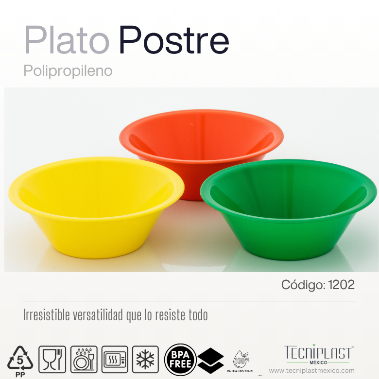 Plato postre de polipropileno de plástico PP 1202