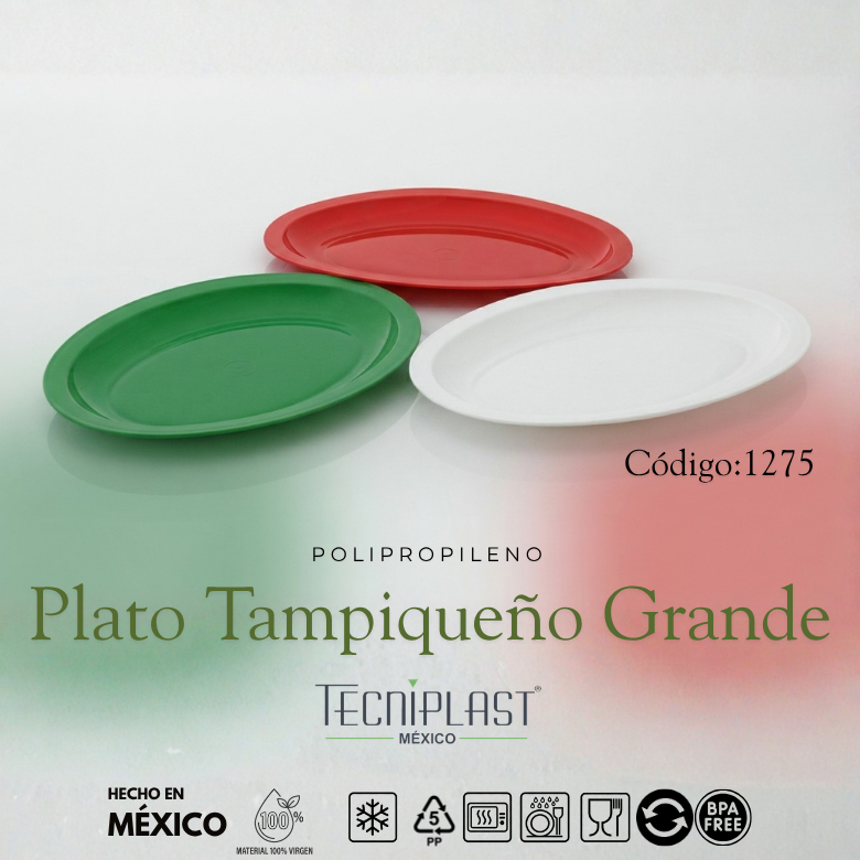 Plato Tampiqueño Grande de Polipropileno Plástico PP 1275