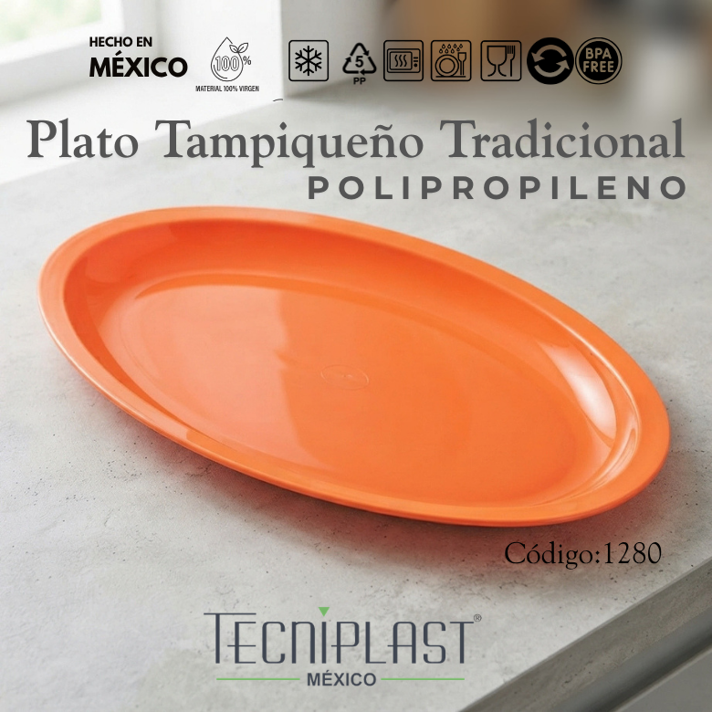 Plato Tampiqueño Tradicional de Polipropileno plástico PP 1280 foto 1