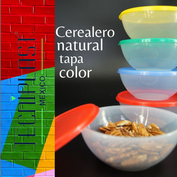 Plato cerealero chico con tapa polipropileno plástico PP 1429 foto 1