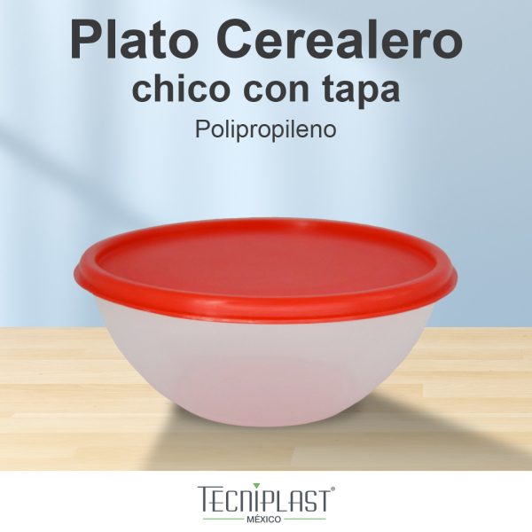 Plato cerealero chico con tapa polipropileno plástico PP 1429 foto 8