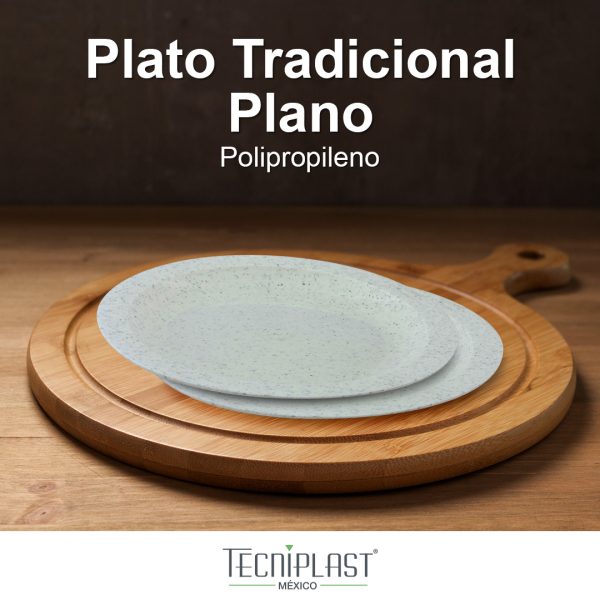 Plato tradicional plano polipropileno plástico PP 1220 foto 2