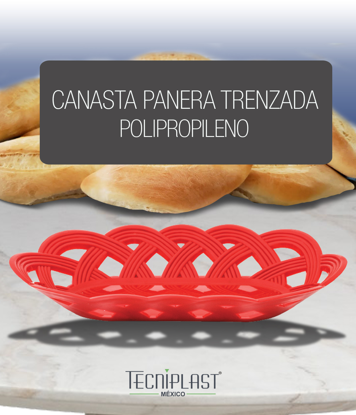 Canasta Panera Trenzada de Polirpopileno Plástico PP 1570 foto 1