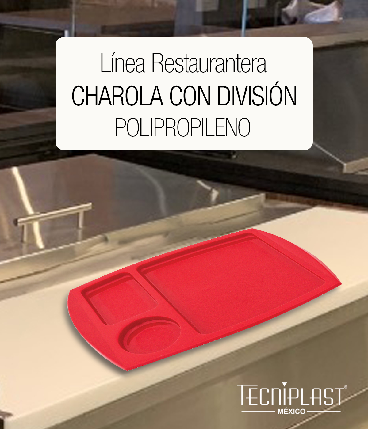 Charola con 3 Divisiones de Polirpopileno Plástico PP 1329 foto 1