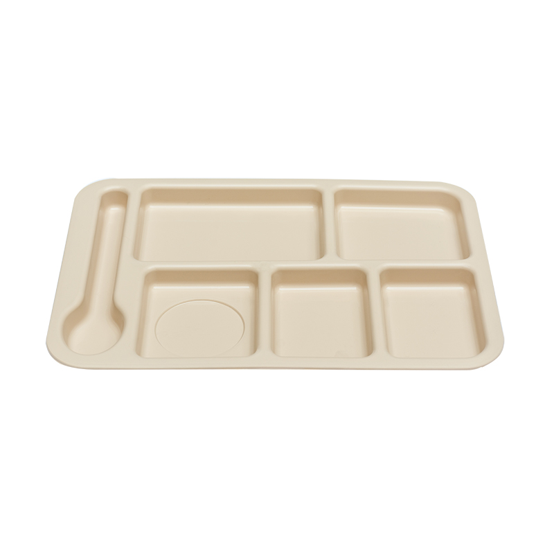 Charola de plástico policarbonato con 6 divisiones para comedores industriales restaurantes