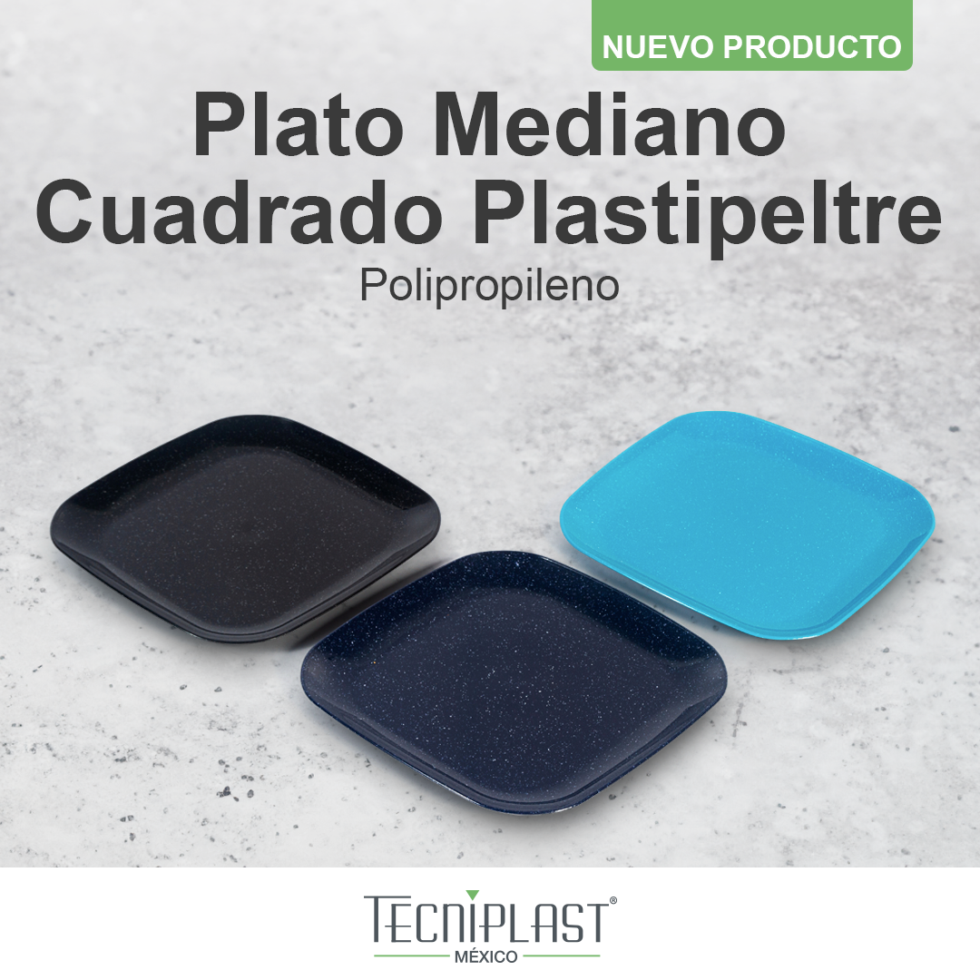 Plato Cuadrado Mediano Polipropileno Plástico PP 1715 colores 1
