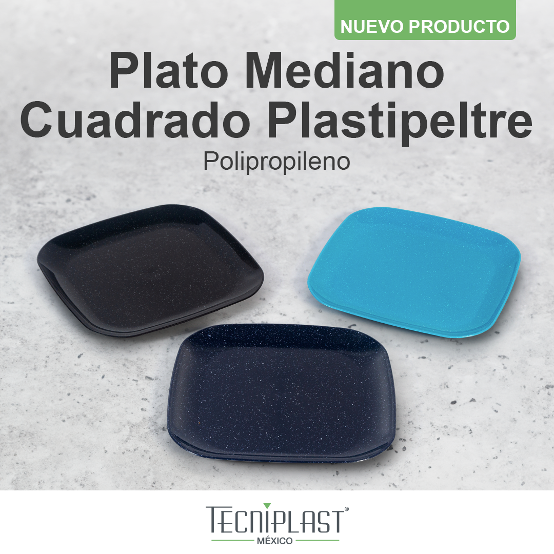 Plato Cuadrado Mediano Polipropileno Plástico PP 1715 colores