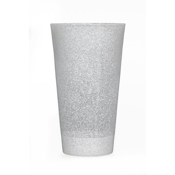 Vaso Jumbo Edición Especial Polipropileno Plástico PP Brillantina Blanco