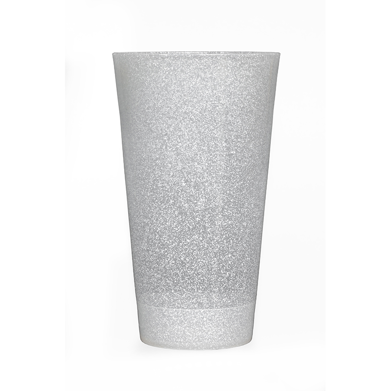 Vaso Jumbo Edición Especial Polipropileno Plástico PP Brillantina Blanco