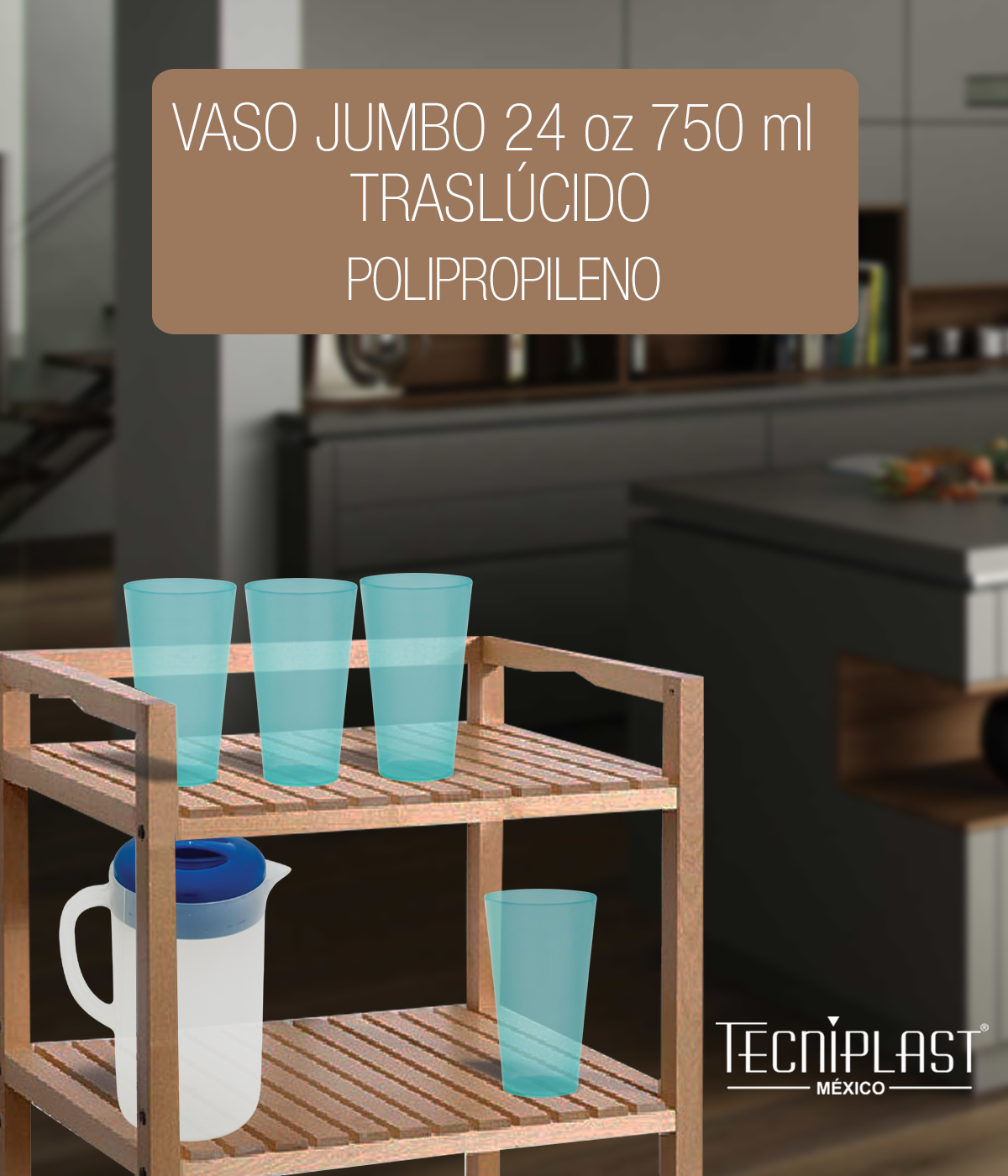 Vaso Jumbo Traslúcido de Polipropileno Plástico PP 1175 foto 1
