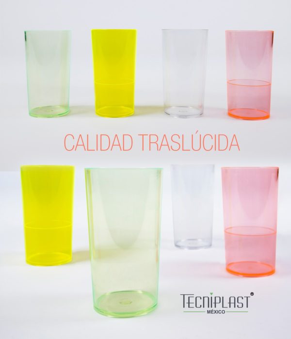 Vaso Jaibolero Fluorescente de Policarbonato varios colores