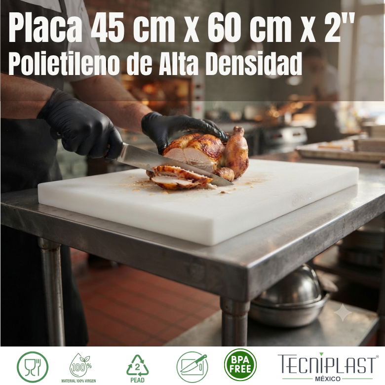 Placa de Polietileno de Alta Densidad PEAD HDPE 45x60 cm x 2" 0026