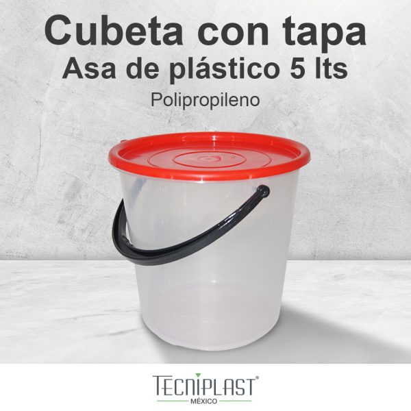Cubeta con Tapa Asa Plástico 5 L Polipropileno Plástico PP 1468 foto 3