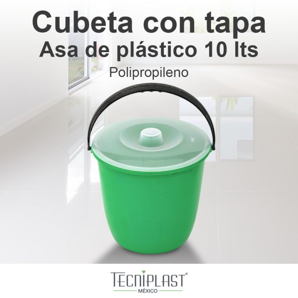 Cubeta con Tapa Asa Plástico 10 L de polipropileno Plástico PP 1473 foto 2
