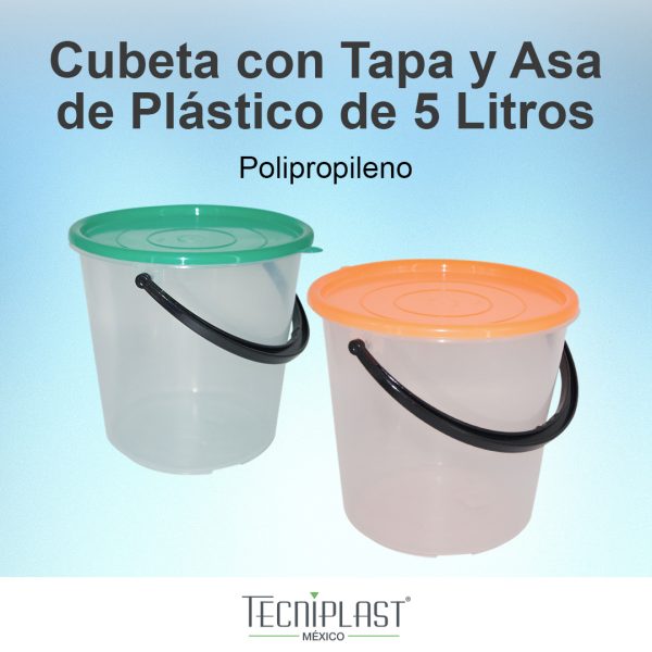 Cubeta con Tapa Asa Plástico 5 L Polipropileno Plástico PP 1468 foto 3