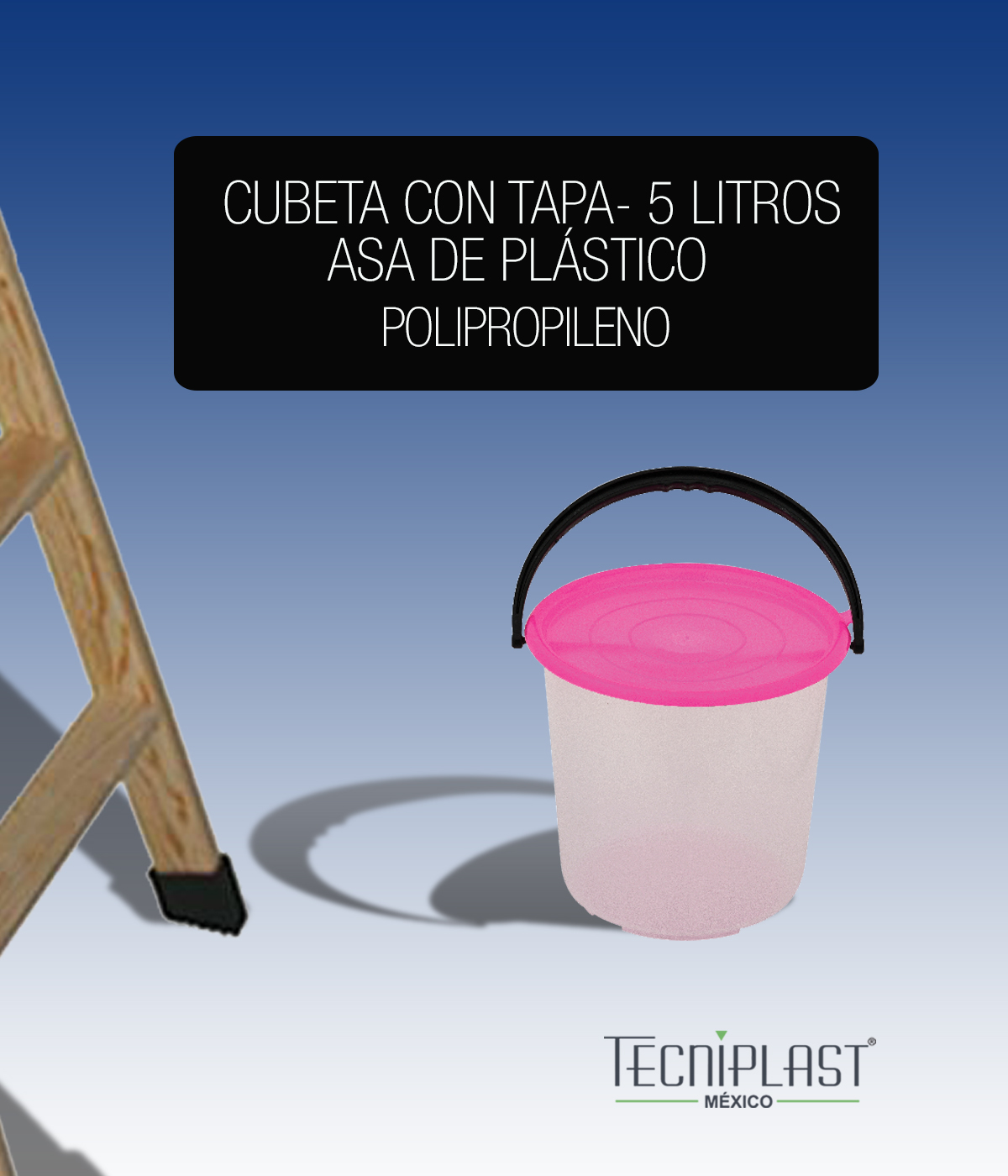 Cubeta con Tapa Asa Plástico 5 L Polipropileno Plástico PP 1468 foto 2