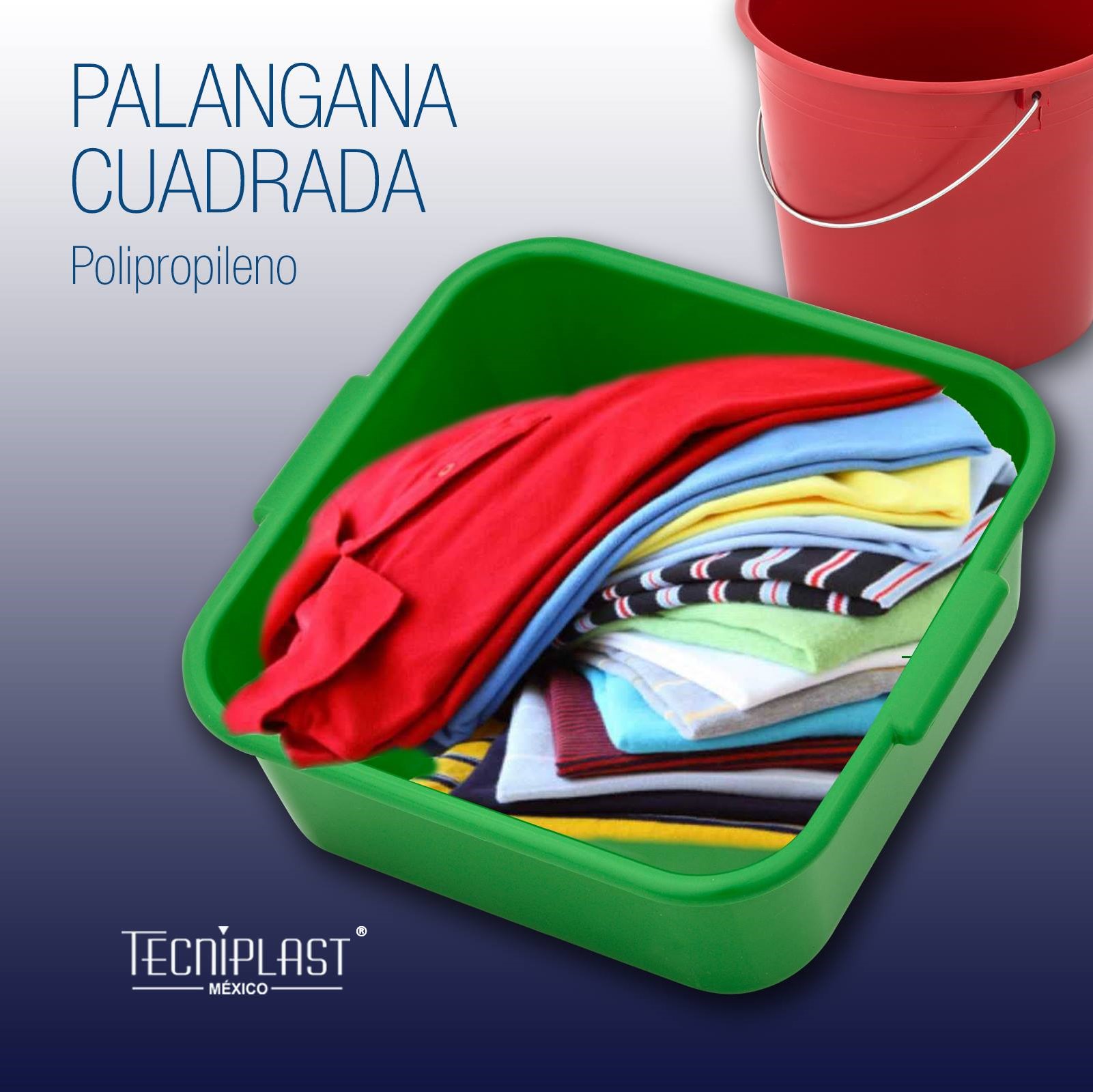Palangana Cuadrada 12.0 L Polipropileno Plástico PP 1441 foto 1
