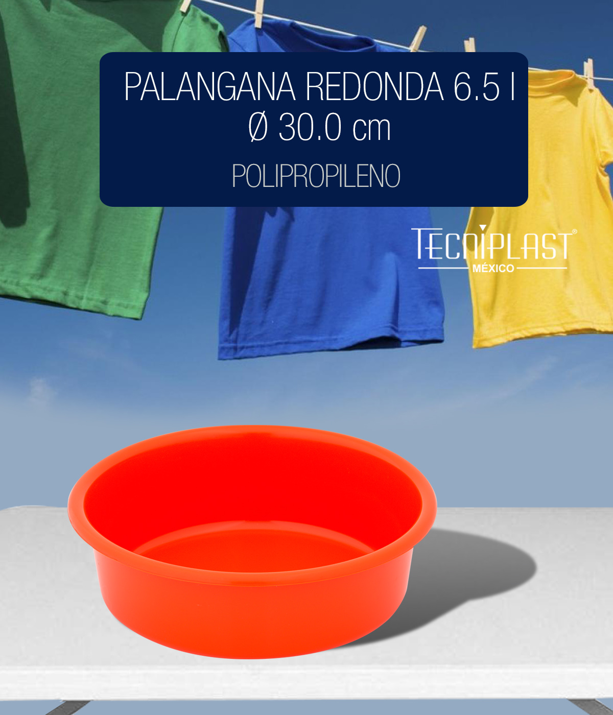 Palangana Redonda 6.5 L Polipropileno Plástico PP 1449 foto 1