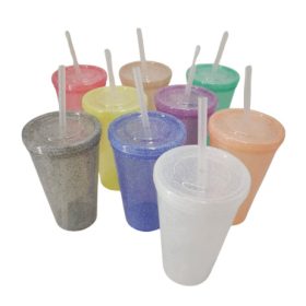 Vaso Edición Especial 1 L de Polipropileno 1 L con tapa y popote PP 9020