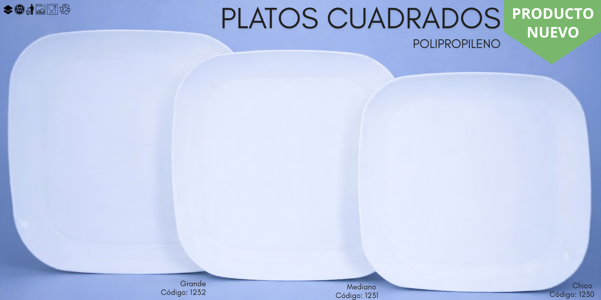 PLATOS CUADRADOS BLANCOS
