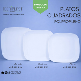 PLATOS CUADRADOS BLANCOS PP