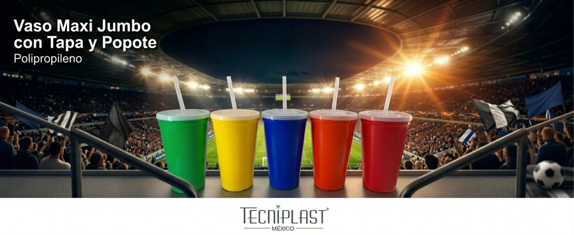 Vaso Maxi Jumbo PP con Tapa y Popote – 1188