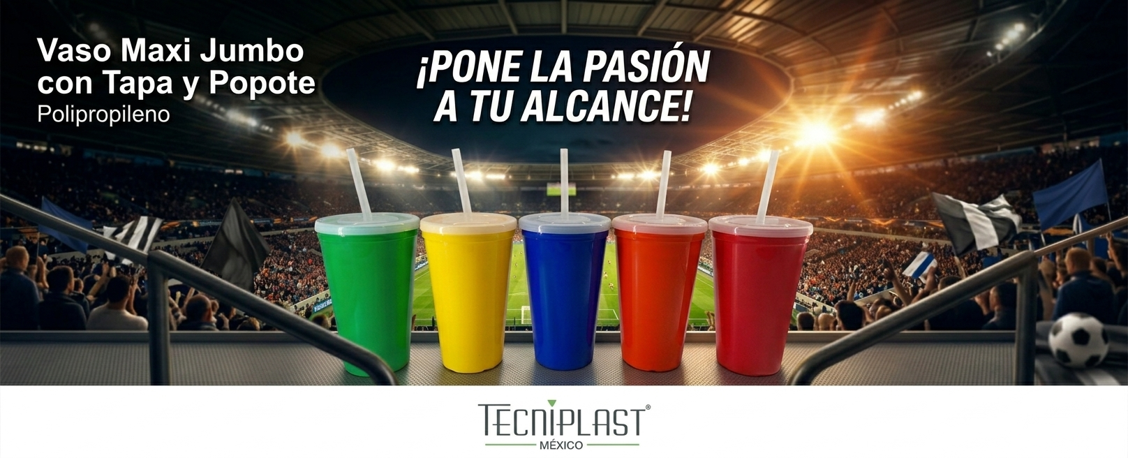 Vaso Maxi Jumbo PP con Tapa y Popote – 1188