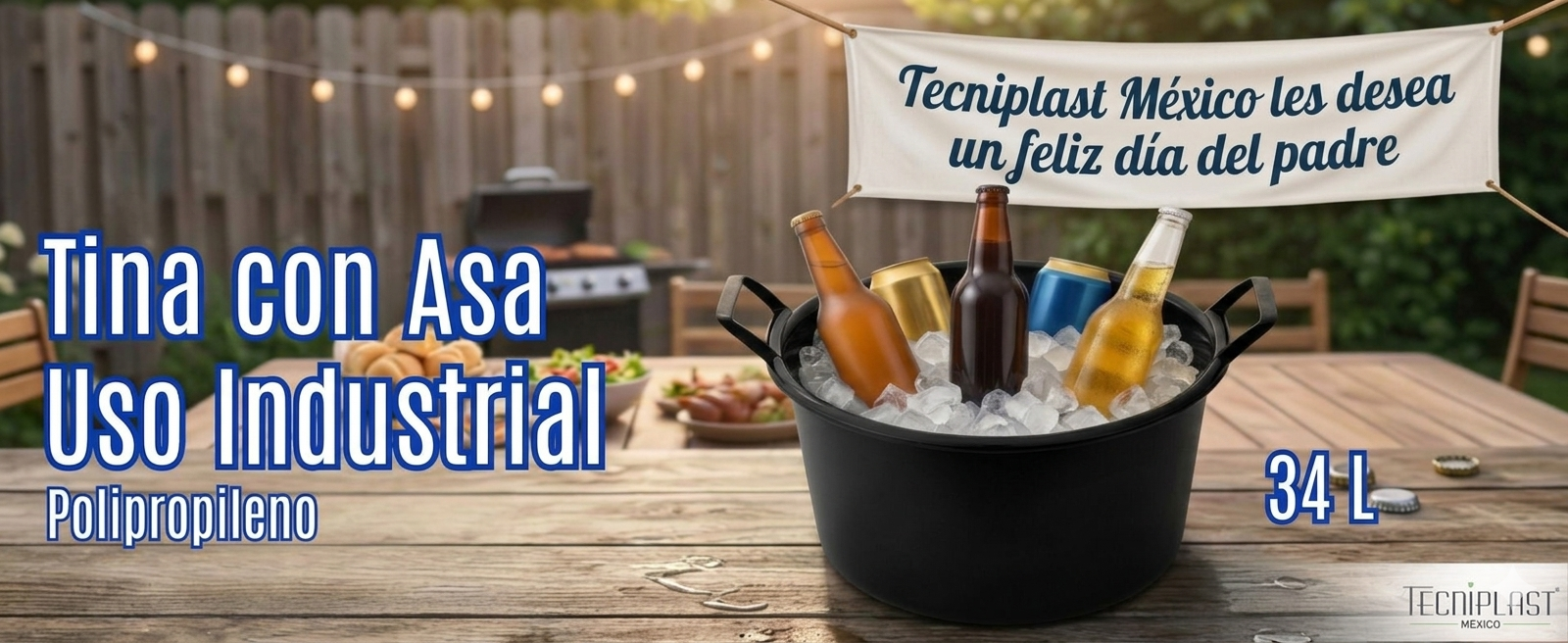 Tina con Asa Uso Industrial 34 L PP – 1589