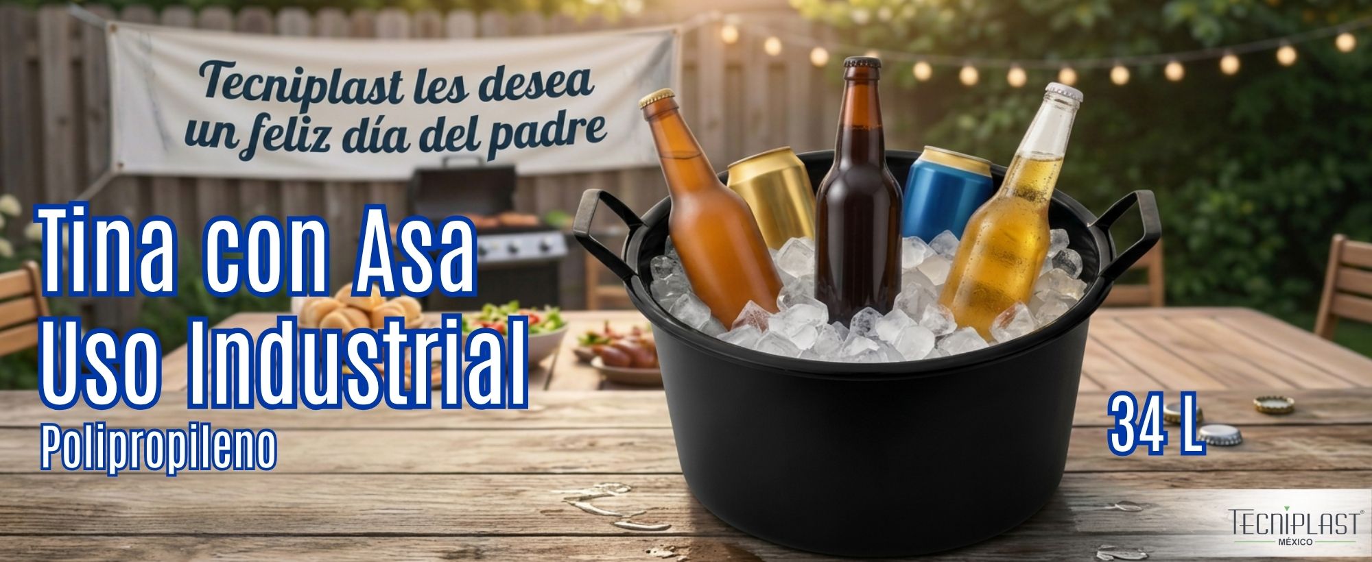 Tina con Asa Uso Industrial 34 L PP – 1589