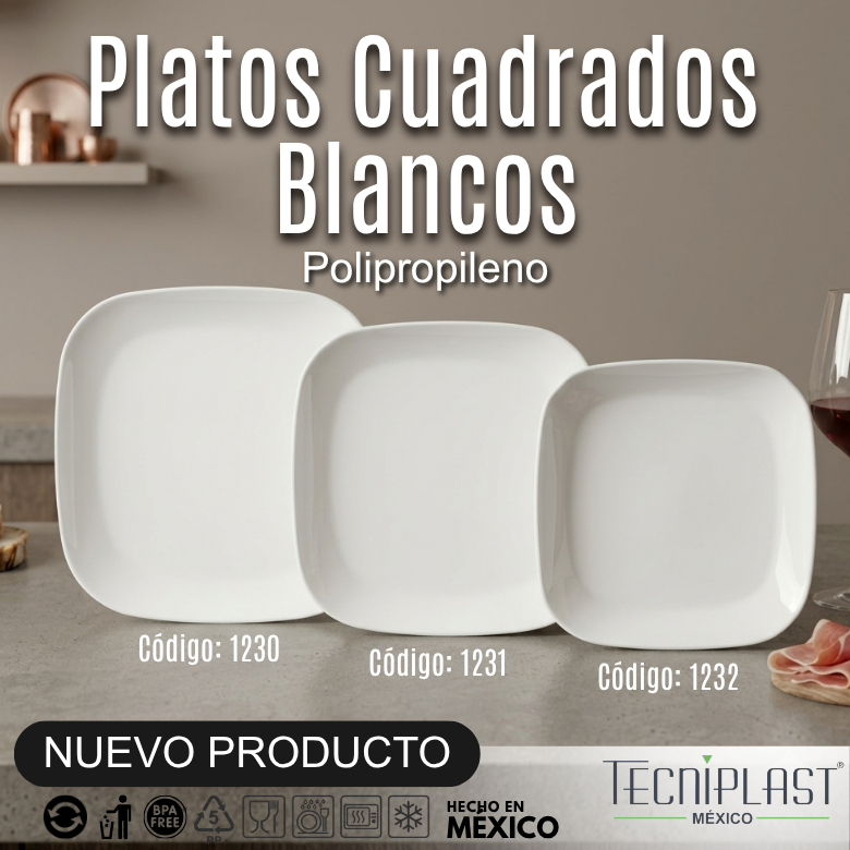PLATOS CUADRADOS BLANCOS