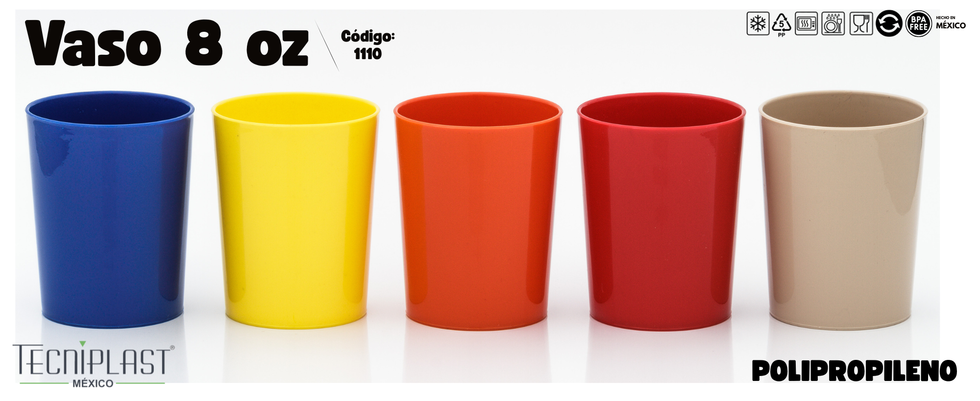 Vaso de 8 oz de polipropileno plástico PP 1110